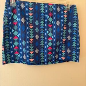 Hollister Aztec Geometric Mini Skirt Size 7 Blue Multicolor Boho Tribal Print